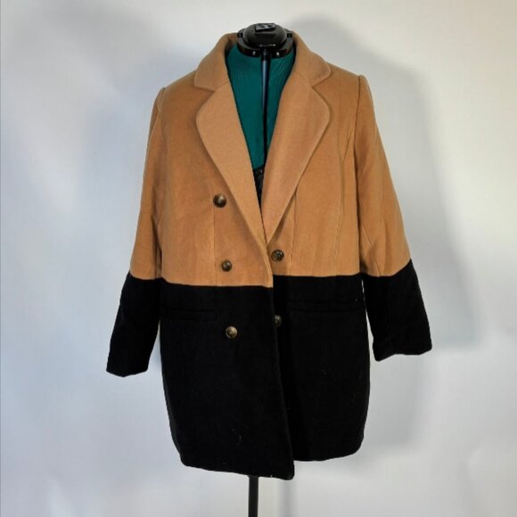 Eloquii Camel and Black Colorblock Trench Coat NWT - Picture 3 of 3